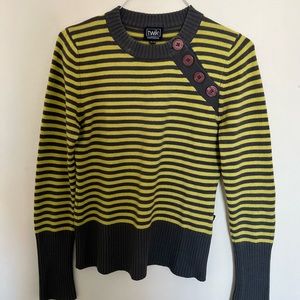 Striped sweater with front decorative buttons